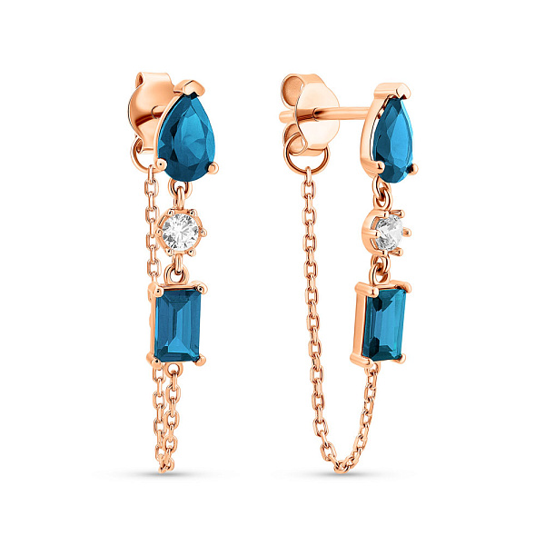 Золоті сережки з топазом і фіанітами (арт. 110140Пл) – зображення 1