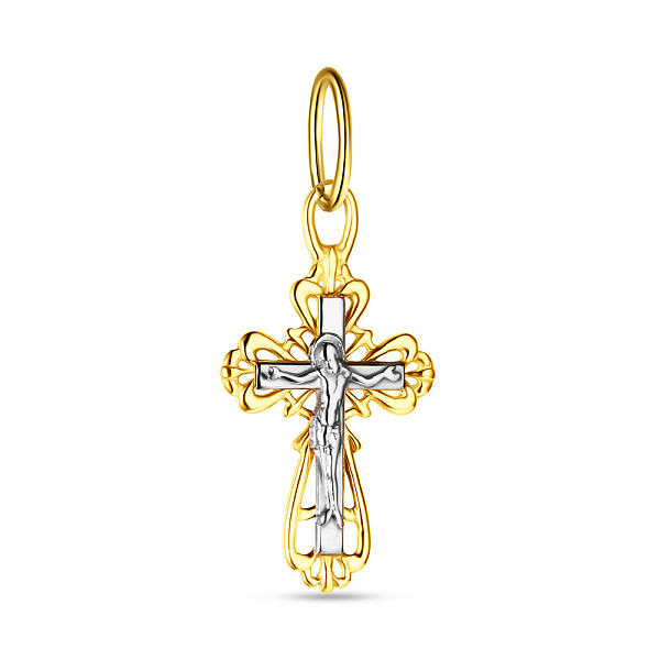 Крестик из желтого золота Распятие Сына Божьего (арт. 501510ж) – изображение 1