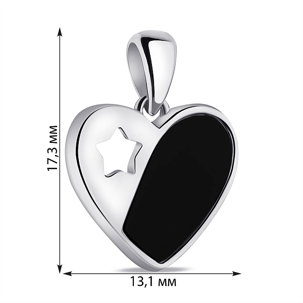 Серебряный подвес Сердце с ониксом (арт. 7503/4222о) – изображение 2