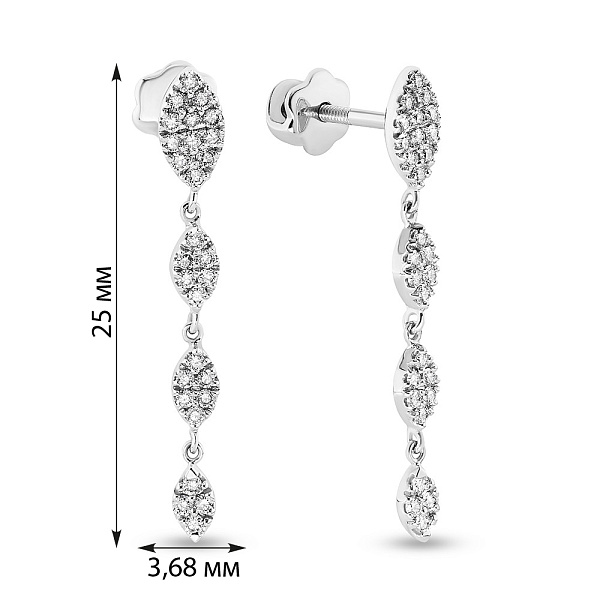 Сережки-пусеты из белого золота с бриллиантами (арт. С341274020б) – изображение 5
