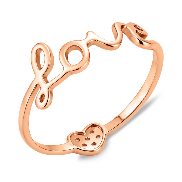 Золотое кольцо Love с фианитами (арт. 140795) – изображение 2