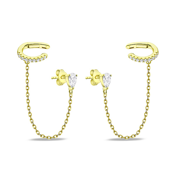 Серьги из серебра Trendy Style з каффой и фианитами (арт. 7518/6562ж) – изображение 1