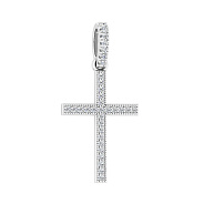 Хрестик з білого золота з фіанітами (арт. 440661б)