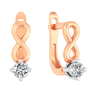 Золотые серьги «Бесконечность» с фианитом (арт. 110564)