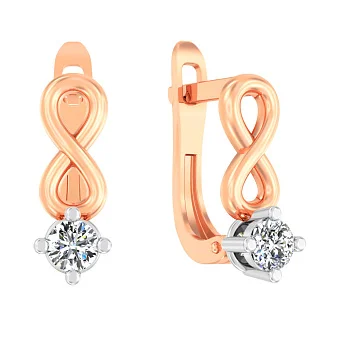 Золотые серьги «Бесконечность» с фианитом (арт. 110564)