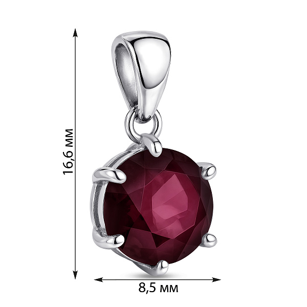 Срібний кулон з великим гранатом (арт. 7503/1690-2ГП) – зображення 2