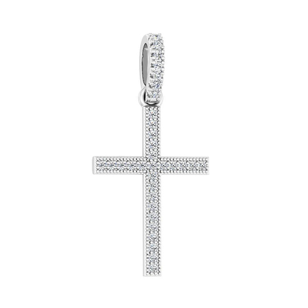 Хрестик з білого золота з фіанітами (арт. 440661б) – зображення 1