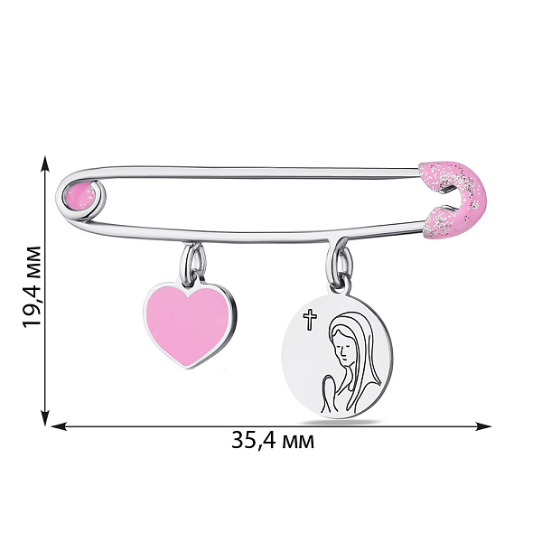 Дитяча срібна шпилька з підвісками і з рожевою емаллю (арт. 7511/152ер) – зображення 2
