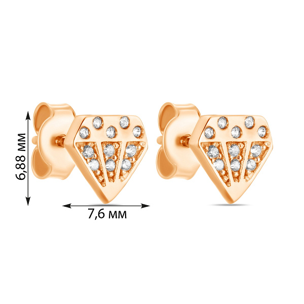 Золоті сережки-пусети «Діаманти» з фіанітами  (арт. 107103) – зображення 2