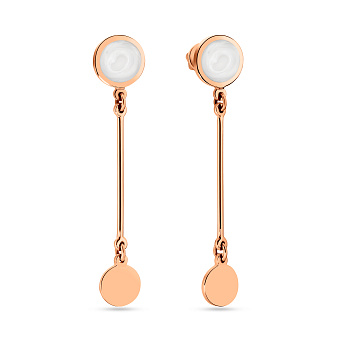 Фото Золоті сережки підвіски Лýна з емаллю (арт. 111067еп)