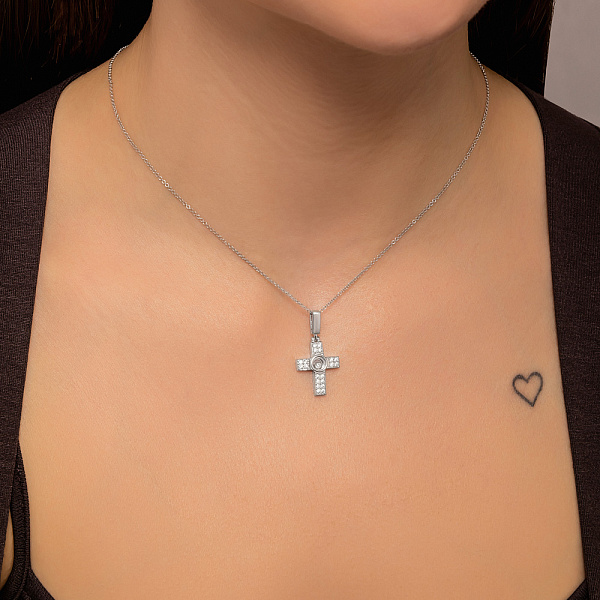 Золотий хрестик з фіанітами (арт. 423636б) – зображення 3