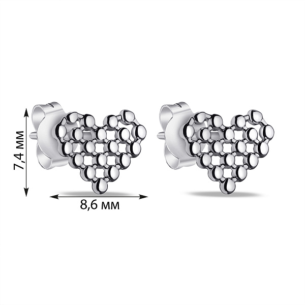 Серьги Сердечки из серебра без камней (арт. 7518/6879) – изображение 2