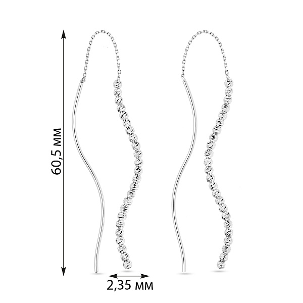 Серьги протяжки из белого золота (арт. 108270б) – изображение 3