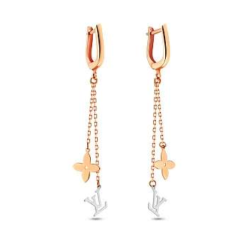 Золоті сережки-підвіски без каміння (арт. 103696кб)