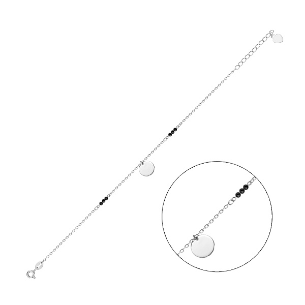Браслет «Монета» с ониксом из серебра (арт. 7509/2304о) – изображение 1