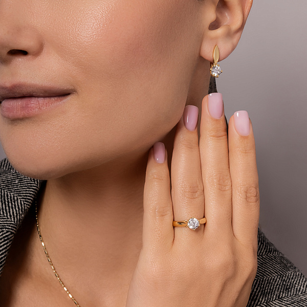 Помолвочное кольцо из желтого золота с фианитом (арт. 140338ж) – изображение 4