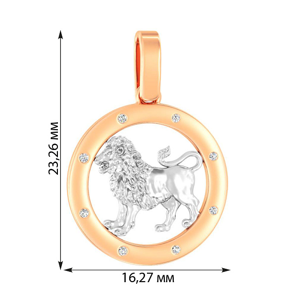 Золотой подвес "Лев" с фианитами (арт. 440668) – изображение 6