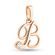 Золотая подвеска Буква В с фианитом (арт. 440623)