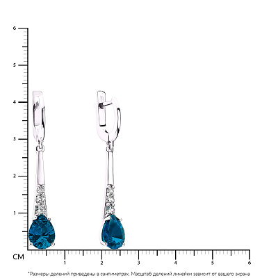 Срібні сережки з кварцом і фіанітами  (арт. 7002/2908/9Пкл)