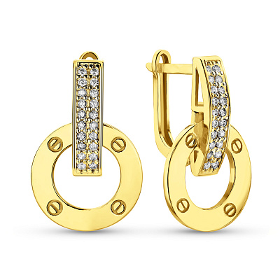 Золоті сережки з фіанітами (арт. 1091347ж)