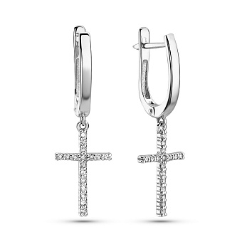 Золотые сережки-подвески с бриллиантами (арт. 2111363202)