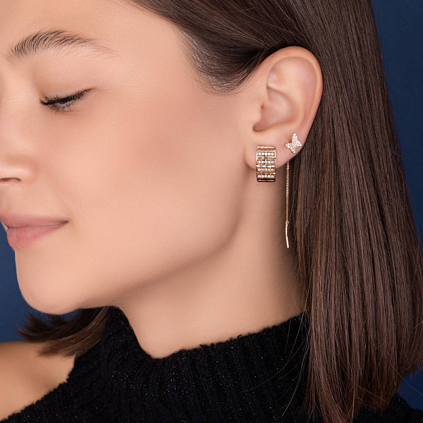 Серьги-протяжки Бабочки из золота с фианитами (арт. 104944) – изображение 2