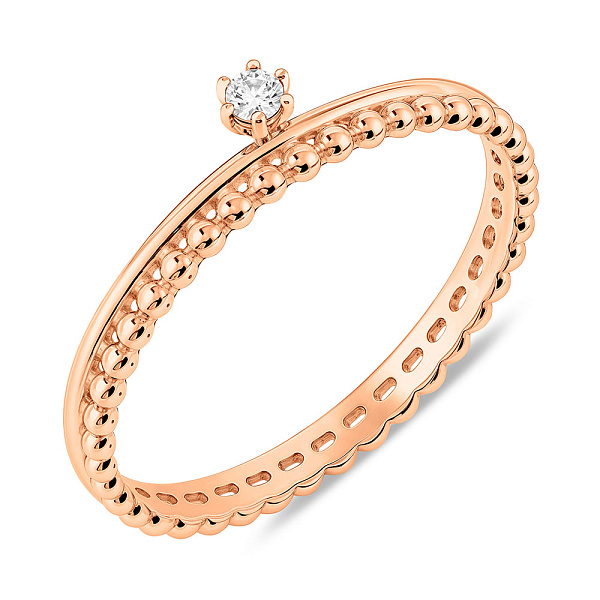 Золотое кольцо с одним бриллиантом (арт. К011387) – изображение 1