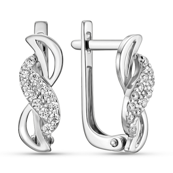 Серьги из белого золота с фианитами (арт. 110321б) – изображение 1