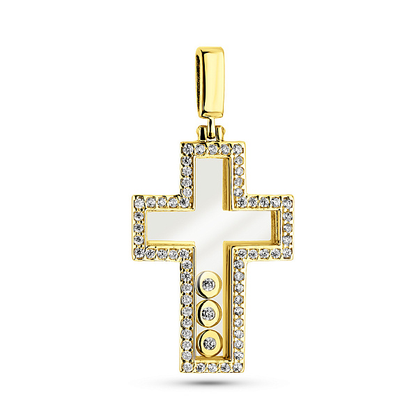 Золотий підвіс Хрестик з фіанітами (арт. 423023ж) – зображення 1