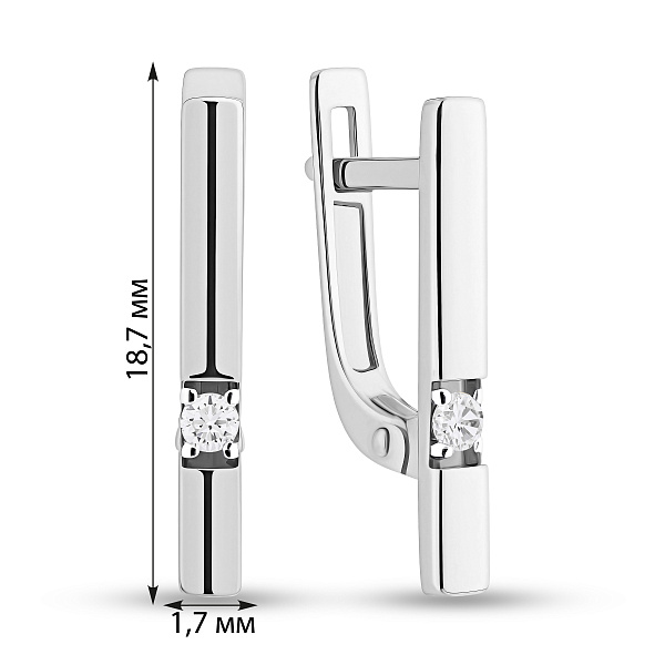 Сережки золоті з фіанітами в білому кольорі металу (арт. 111074б) – зображення 5
