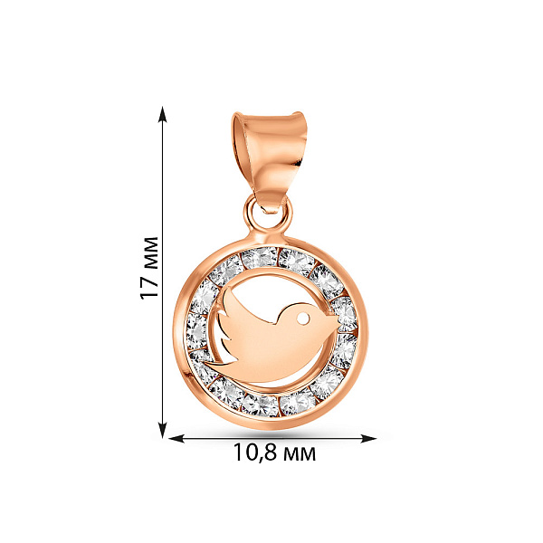 Золотой кулон «Птица» с фианитами (арт. 424184) – изображение 2