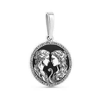 Фото Срібний кулон Близнюки з оніксом (арт. 7903/2490обл)