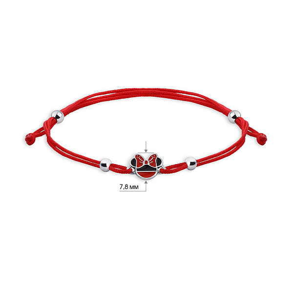 Браслет на красной нити Минни Маус с серебряными вставками (арт. 7309/1071кэкбрю) – изображение 2