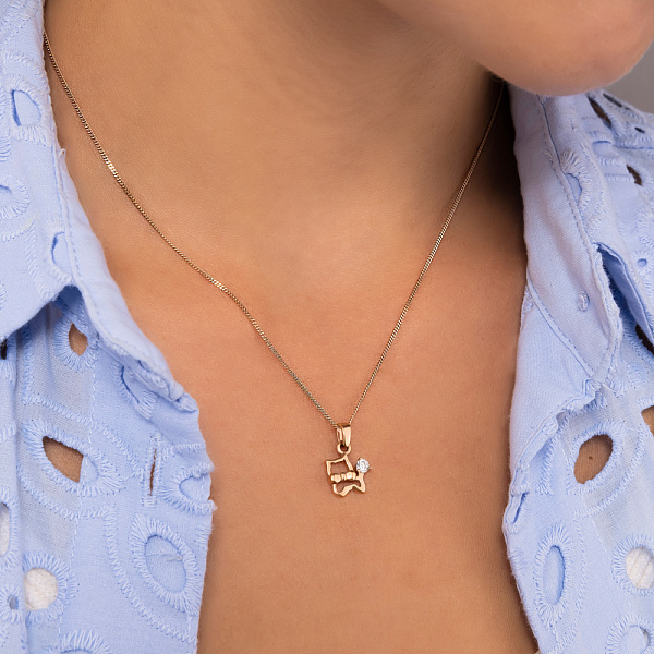 Золотая подвеска «Котенок» с фианитом (арт. 440358) – изображение 2