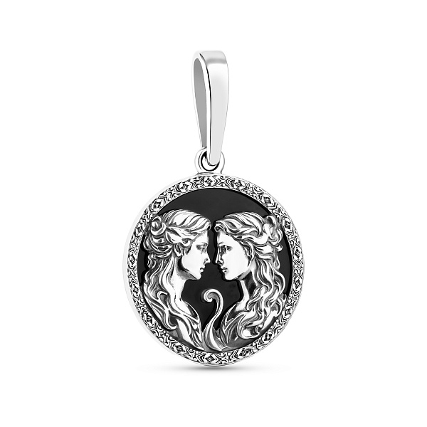 Срібний кулон Близнюки з оніксом (арт. 7903/2490обл) – зображення 1