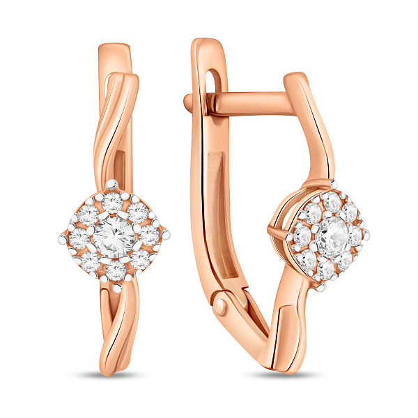 Серьги из красного золота с фианитами (арт. 110409) – изображение 1