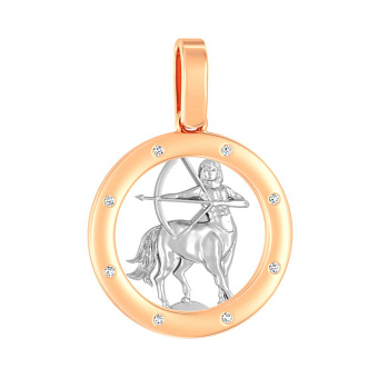 Золотой подвес "Стрелец" с фианитами (арт. 440672)