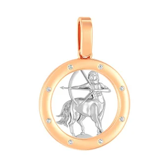 Золотий підвіс "Стрілець" з фіанітами (арт. 440672)