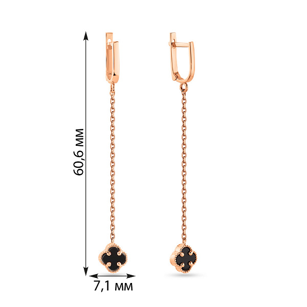 Длинные золотые серьги с ониксом (арт. 106324/7о) – изображение 2