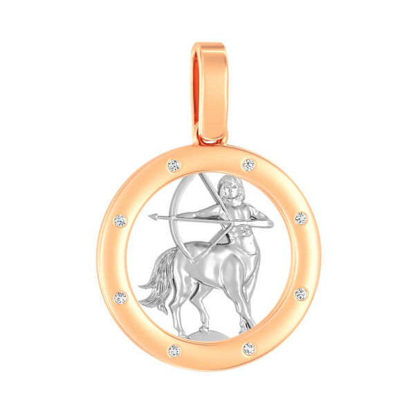 Золотий підвіс "Стрілець" з фіанітами (арт. 440672) – зображення 1