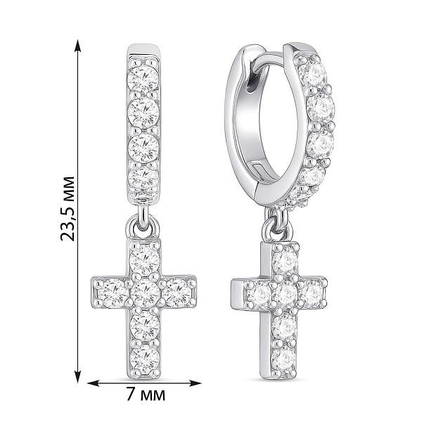 Серебряные серьги Крестики с фианитами (арт. 7502/9933/10) – изображение 2