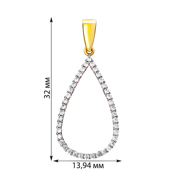 Подвеска из желтого золота с фианитами (арт. 440446ж) – изображение 2