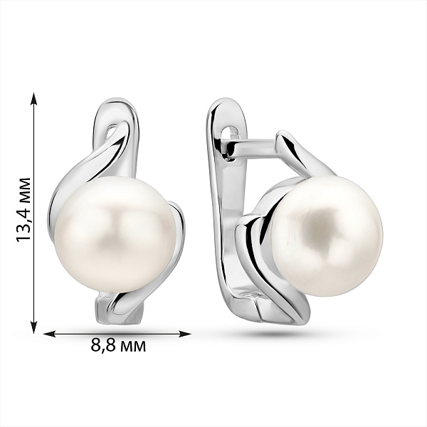 Срібні сережки з перлами (арт. 7502/2187073жб) – зображення 2