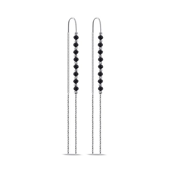 Серебряные серьги-протяжки с ониксом (арт. 7502/9337о) – изображение 1