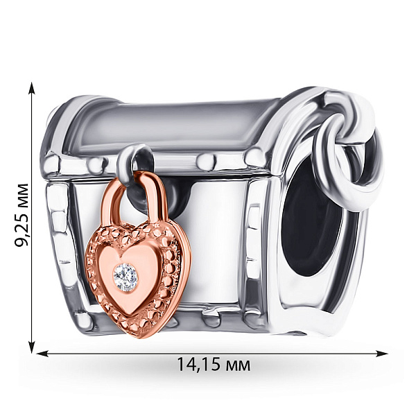 Серебряный шарм-подвес «Сундук» (арт. 7903/2943бк) – изображение 2