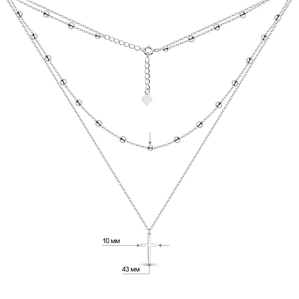 Многослойное серебряное колье с крестиком (арт. 7507/1387) – изображение 3