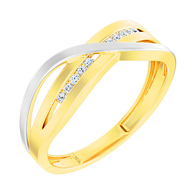 Золотое кольцо Синергия в комбинированном цвете металла (арт. 141178ж)