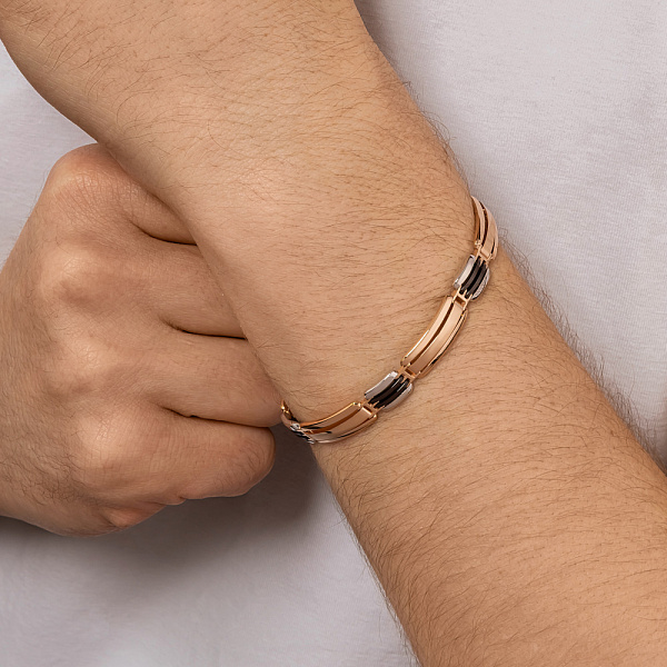 Чоловічий браслет з червоного і білого золота (арт. 325578кбом) – зображення 3