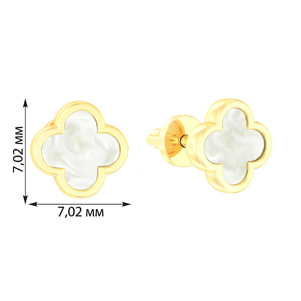 Золотые серьги пусеты с эмалью (арт. 111087/1жеп) – изображение 2