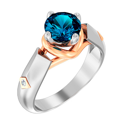 Золотое кольцо с топазом и фианитами Blue Ocean (арт. 140748Пбл)